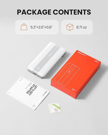 Fast Charging Power Bank, USB C Portable Charger Built in Cables and Wall Plug, 10500mAh 22.5W 4 Outputs 3 Inputs LED Display External Battery Pack Compatible with iPhone/Android (White)