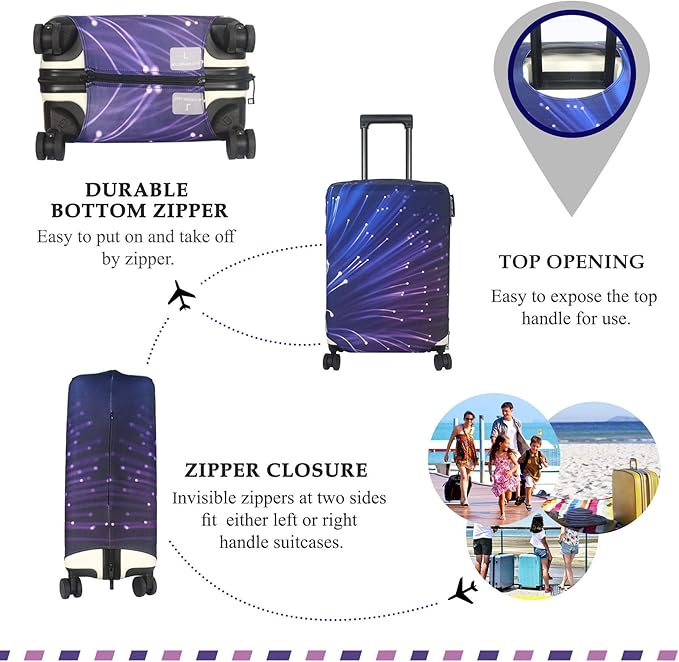 Explore Land Travel Luggage Cover Suitcase Protector Fits 27-30 Inch Case (Fireworks, L)
