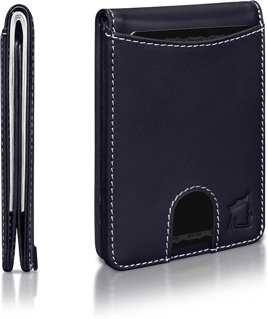 Kingly Cash Pocket Slim Wallet for Men - RFID Blocking Leather Card Holder - Minimalist Men’s Wallet for Front Pockets - Holds 1-15 Cards & Cash - Durable Italian Leather Wallets