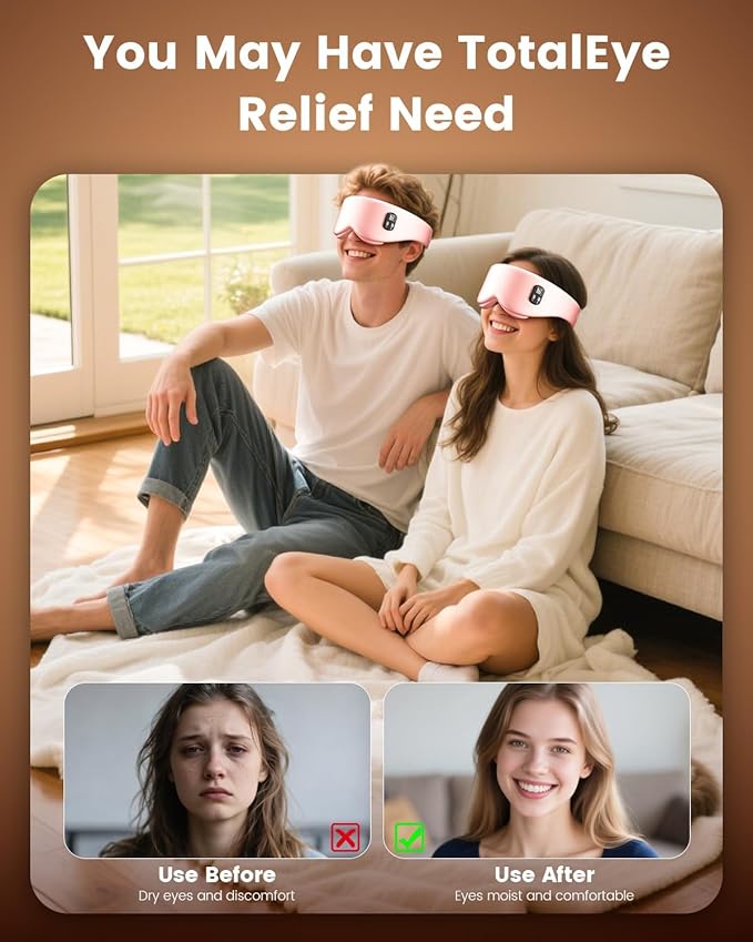 Heated Eye Mask - Cordless Eye Mask for Dry Eyes - Eye Heating Pad with LED Display, Eye Relief, 4 Temperature, Improved Sleep, Travel, Office, Includes Removable and Washable Shells Black and Pink