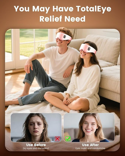 Heated Eye Mask - Cordless Eye Mask for Dry Eyes - Eye Heating Pad with LED Display, Eye Relief, 4 Temperature, Improved Sleep, Travel, Office, Includes Removable and Washable Shells Black and Pink