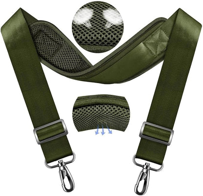 ZINZ 79.5" Universal Strap with Ultra-Thick Fixed Breathable Pad - Adjustable Heavy-Duty Shoulder Strap for Laptop, Crossbody, Luggage, Gym, Camera Bag and More,Army Green