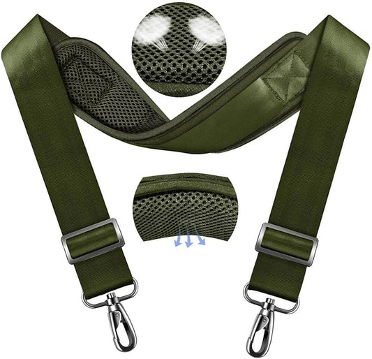 ZINZ 79.5" Universal Strap with Ultra-Thick Fixed Breathable Pad - Adjustable Heavy-Duty Shoulder Strap for Laptop, Crossbody, Luggage, Gym, Camera Bag and More,Army Green
