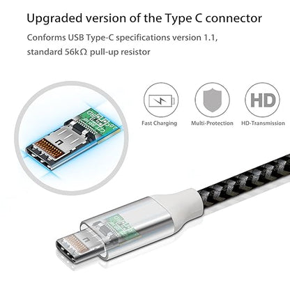 Fasgear 10ft USB-C to USB A Cables 3 Pack Long 3A Fast Charging Type C Charger Cord Nylon Braided Compatible with Galaxy S21 Note 10 S9 S8 A70 A60 A51/LG V20 G6/Moto Z /PS5 (Blue/Black/Rose)