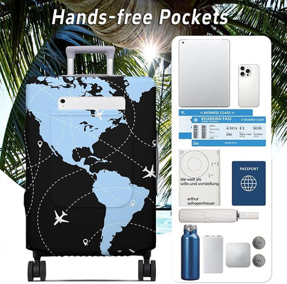 World Plates Travel Luggage Cover, Travel-Themed Suitcase Protector Stretchable, Washable Travel Suitcase Cover (S for 18-20 Inch Luggage)