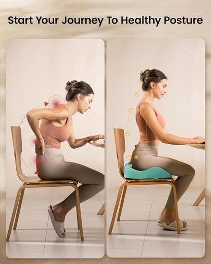 ProtoArc Seat Cushion, Office Chair Cushion for Sciatica, Coccyx Cushion, Ergonomic Memory Foam Seat Cushion for Car, Home, Pressure Relief Pad for Hip, Tailbone, All Day Comfort - Mint Green
