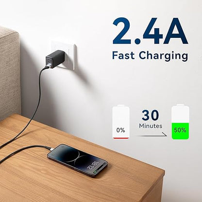 iPhone Charger 3 Pack 6 Ft [Apple MFi Certified] USB to Lightning Cable Fast Charging Cord Compatible with iPhone14/13/12/11 Pro Max/Pro/XS Max/XS/XR/X/8 Plus/8/7/iPad/iPod/AirPods, Black