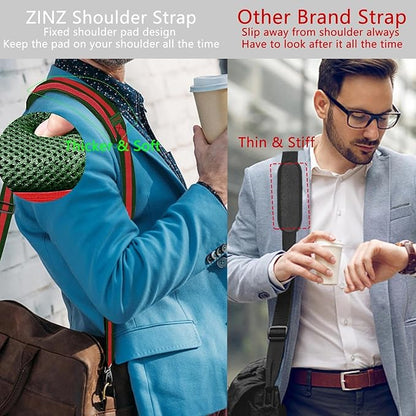 ZINZ Shoulder Strap Universal Bag Strap - 78" Ultra-Thick Padded with Dual Balanced Adjustable Buckles for Briefcase, Travel, Sports, Laptop, Crossbody Bag，Stripes-GrRdGr