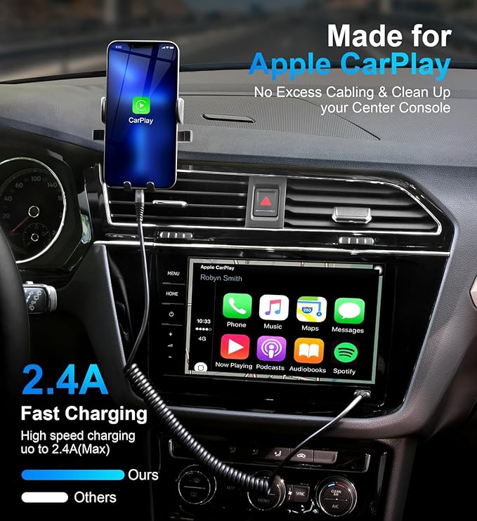 iPhone Charger Cable 6FT for Car, Coiled Lightning Cable [Apple MFi Certified] 2 Pack 6 Feet Lightning Cord Compatible with iPhone14 13/12/11 Pro Max/XS MAX/XR/XS/X/8/7/Plus/6S iPad/iPod - Black