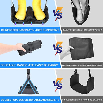 No Collapse Airplane Foot Hammock, Foldable Bamboo Base Foot Hammock for Plane Travel with Interval Sponge, Portable Desk Foot Hammock, Airplane Travel Essentials