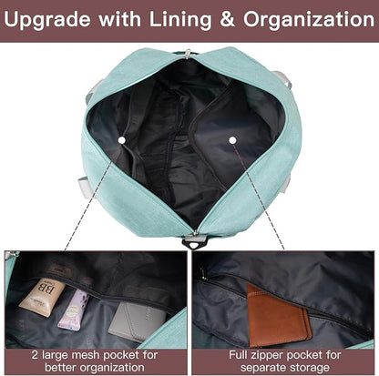 For Spirit Airlines Personal Item Bag 17.7x12.6x6.3 Foldable Travel Duffel Bag Underseat Carry-on Luggage for Women and men 25L(Mint Green)