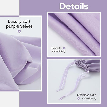 6 Pack Shoe Dust Bags, Velvet Drawstring Luxury Storage Bags for Shoes, Purses, Handbags & Cosmetics - Thick Dustproof Reusable Travel Organizer & Gift Pouch (Purple, 12 × 16 inches)