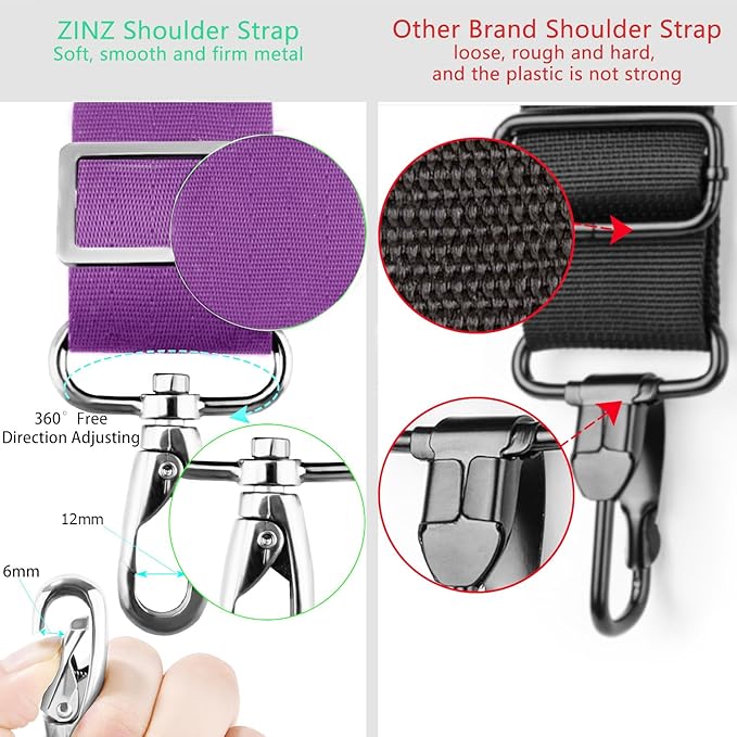 ZINZ Shoulder Strap 78" Universal Handbag Strap with Ultra-thick Fixed Padded and Dual Balanced Adjustable Buckles Shoulder Crossbody Strap for Briefcase Messenger Bag Laptop bag Luggage，Purple