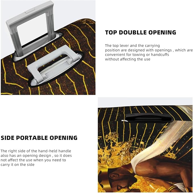 Suitcase Protector Cover - TSA Approved Luggage Cover - Washable, Anti-scratch - Medium - African Queen And King - Black Crown