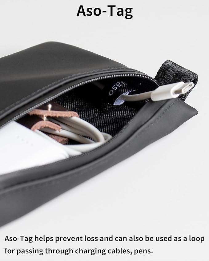 Water-Resistant Zipper Pouch, Made in Japan, 0.9ounces, Compact Tech Organizer for Cords, Cables and Daily Essentials, Multipurpose Bag, Travel Accessories and Toiletries, TOFTPOUCH, Medium size, Gray