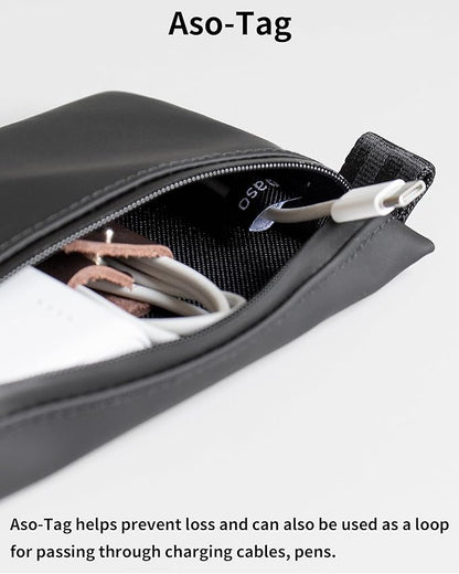 Water-Resistant Zipper Pouch, Made in Japan, Compact Organizer for Cords & Essentials, Multipurpose Bag for Cosmetics, Travel Accessories & Toiletries, Eco & Durable Materials, TOFTPOUCH, Small, Gray