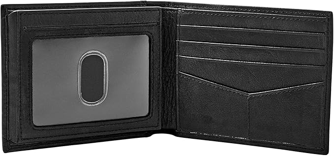 Fossil Men's Ingram Leather RFID-Blocking Bifold with Flip ID Wallet, Black, (Model: ML3784001)