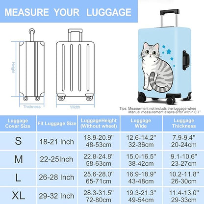 Luggage Cover Washable Suitcase Protector Anti-scratch Suitcase cover Fits 20-34 Inch Luggage (Cat, L(28-30inch suitcase))