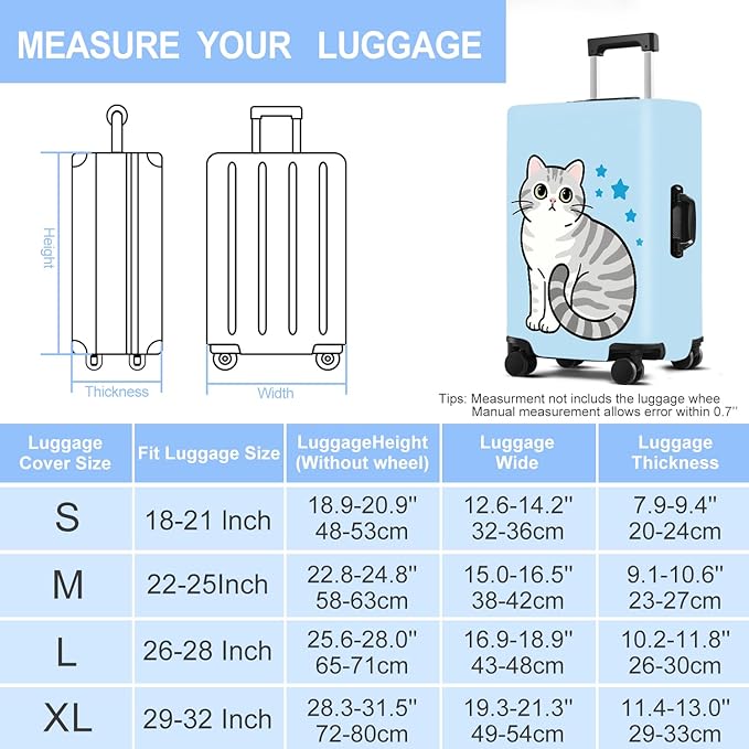 Luggage Cover Washable Suitcase Protector Anti-scratch Suitcase cover Fits 20-34 Inch Luggage (Cat, XL(32-34inch suitcase))
