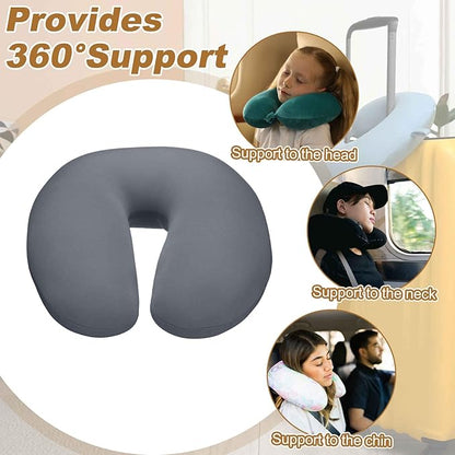 HARFINGTON 2pcs Travel Pillow Airplane Neck Pillow U-Shaped Filled with Foam Beads Stuffable Classic for Sleeping Neck Chin Lumbar Support, Gray