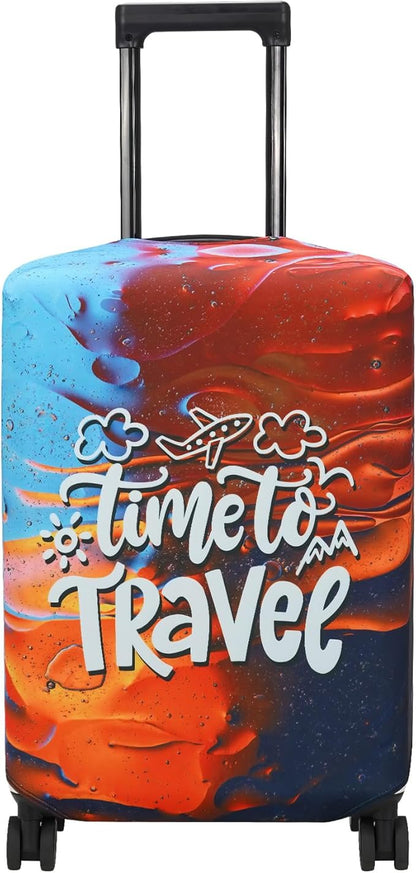 Explore Land Luggage Cover Suitcase Protector Fits 31-32 Inch Case (Time to Travel, XL)
