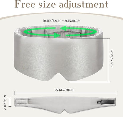 100% Mulberry Silk Sleep Mask Eye Mask for Women Man with Adjustable Band, for Side Sleeper Blackout Sleep Mask for Travel Rest and Office (Gray)