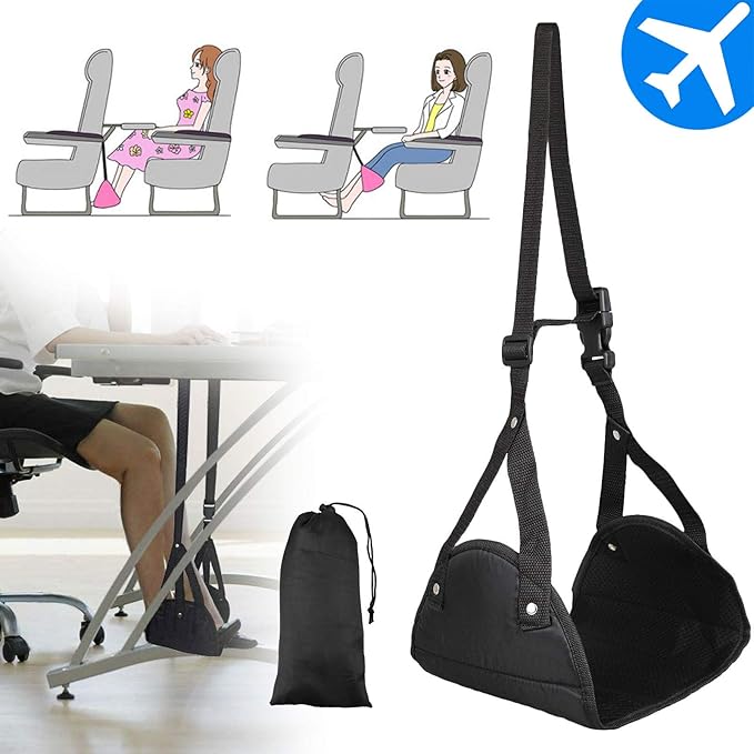 Portable Foot Hammock - Airplane Travel Essentials, Reduces Swelling with Memory Foam