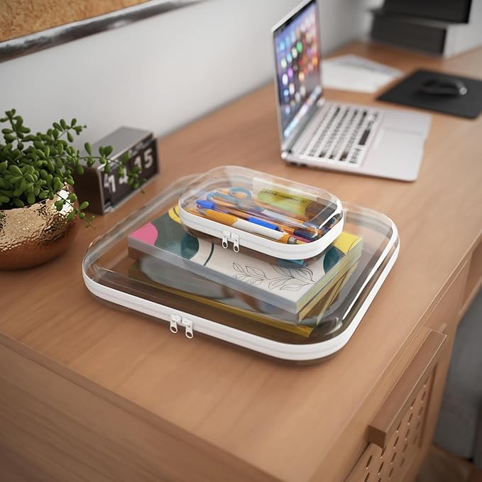 Extra Large 13.7" Durable Clear Travel Organizer Bags 6 Pack, 2x Large, 2x Medium, 2x Small, Clear Hard Shell Zipper Case, Hard Plastic Travel Toiletry Bag for Women, Toy & Make Up Organizer Pouch