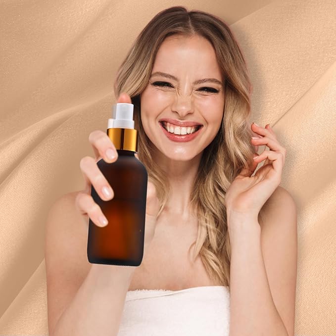 Fumete 36 Pcs Glass Spray Bottles 4oz Fine Mist Glass Spray Bottle Refillable Liquid Containers with 6 Labels 6 Funnel for Hair Travel Plants Cleaning Solutions Skin Care(Amber,Frosted)