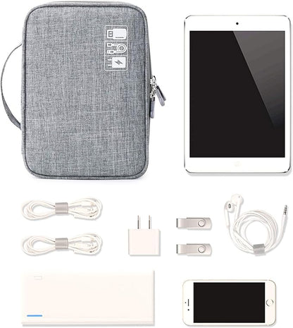 mygreen Electronics Organizer, Electronic Accessories Double Layer Travel Cable Organizer Cord Storage Bag for Cables, Power Bank, USB Flash Drive and More Gray