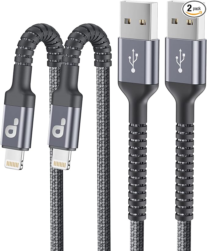 iPhone Charger Cable 2Pack 6FT, Nylon Braided Lightning Cable, [Apple MFi Certified] Fast Charging iPhone Charger Cord Compatible with iPhone 14 13 12 11 Pro Max XR XS X 8 7 6 Plus iPad and More