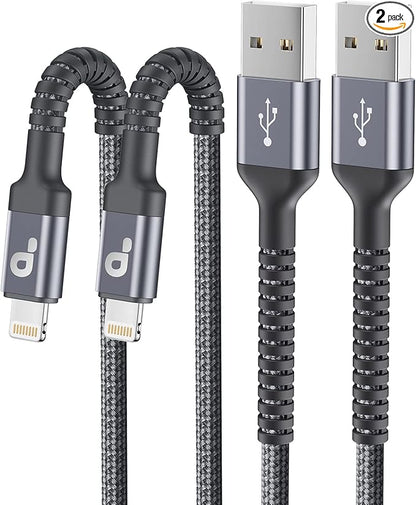 iPhone Charger Cable 2Pack 6FT, Nylon Braided Lightning Cable, [Apple MFi Certified] Fast Charging iPhone Charger Cord Compatible with iPhone 14 13 12 11 Pro Max XR XS X 8 7 6 Plus iPad and More