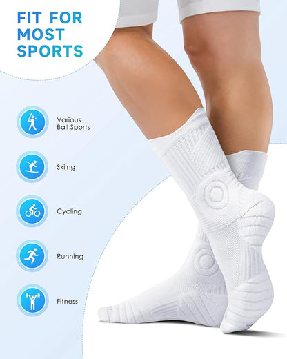 findway Compression Running Socks 3 Pairs, Anti-Blister Crew Socks All Day Dry Athletic Socks for Men and Women