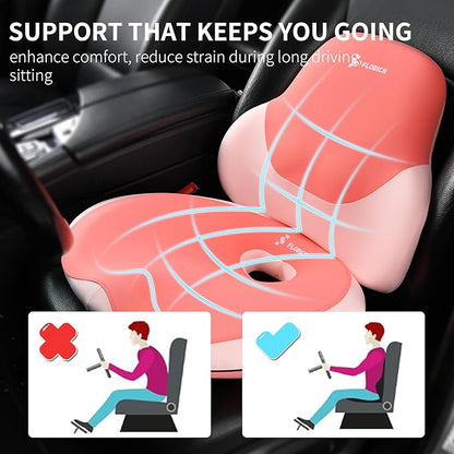FLORICH Car Neck Headrest Pillows, Ergonomic Office Chair Seat Cushions, Car Lumbar Back Support Pads, for Back Butt Sciatica Tailbone Hip Pain Pressure Relief Comfortable Spine Hip Pillow