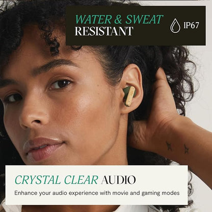 House of Marley Little Bird True Wireless Earbuds, Touch Controls, Built-in Mic, 24 Hours Playtime with Case, USB-C Quick Charge, Sustainable Materials, Movie and Gaming Mode (Green)