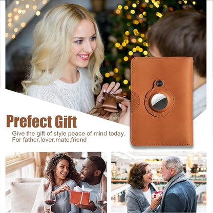 Leather Passport Holder for Travel Women Man, Button Closure Passport Wallet with Airtag Slot,Passport Cover for A Passport Book,Trvavel Essential & Gift