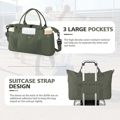 Travel Duffle Bag, Waterproof Weekender Bag Carry On Tote Bags for Women, Travel Essentials Sport Gym Bag for Men, Hospital Bag for Labor and Delivery, Overnight Bag Luggage Bag with Trolley Sleeve