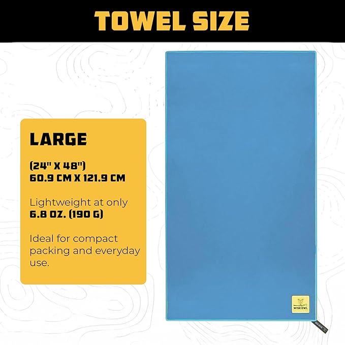 Wise Owl Outfitters Microfiber Camping Towel - Quick Dry Towel for Travel, Backpacking, Hiking, Beach, Gym & Yoga - Compact, Fast Drying & Lightweight