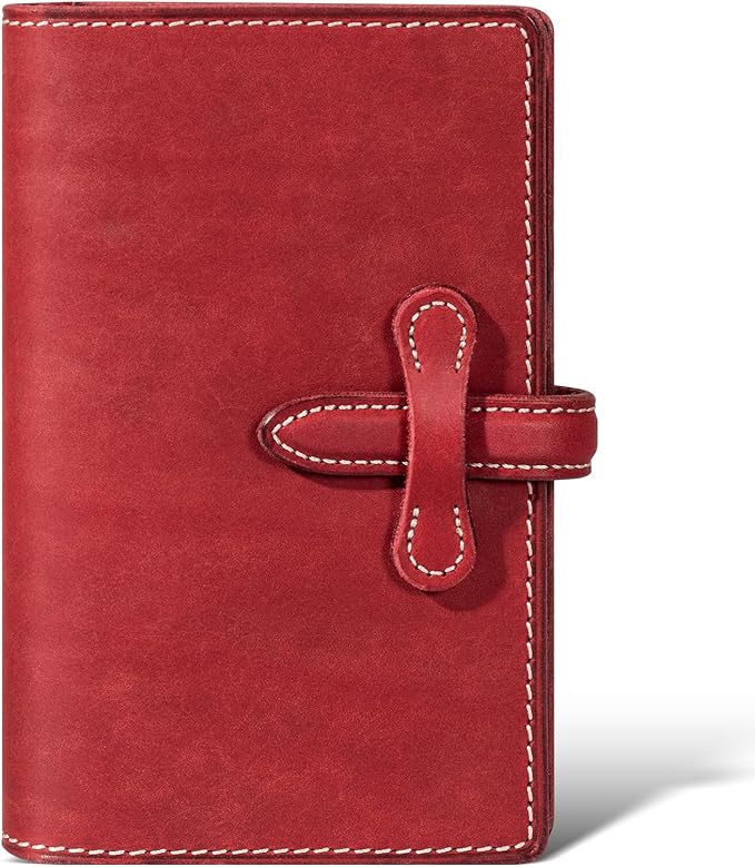 Leather Passport Holder for Travel Women Men, RFID Blocking Card Slot, Top-Grain leather with Magic Buckle, Boarding Pass Pocket,Retro Passport Wallet,Red