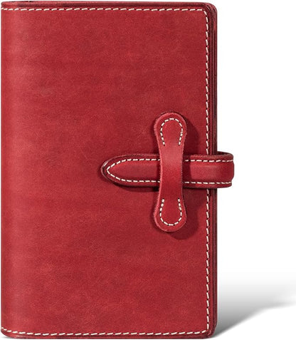 Leather Passport Holder for Travel Women Men, RFID Blocking Card Slot, Top-Grain leather with Magic Buckle, Boarding Pass Pocket,Retro Passport Wallet,Red