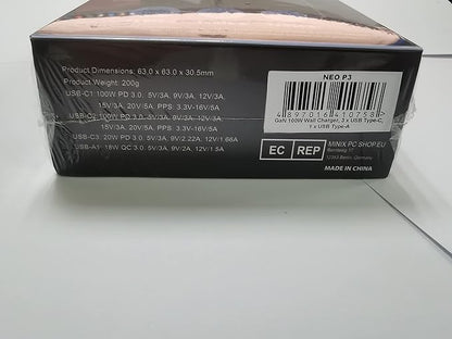 MINIX NEO P3 100W Turbo 4-Port GaN Wall Charger, 3 x USB C port Fast Charging Power Adapter(Max 100W/20W), 1 USB-A (Max 18W). Compatible with MacBook Pro Air, iPad Pro, iPhone 17/16 Pro Max,Galaxy S23