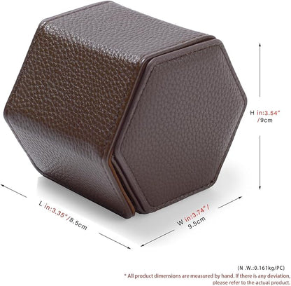 Oirlv Luxury Hexagonal Leather Watch Travel Case Single Watch Box for Men Portable Jewelry Storage Roll Organizer(1-Slot,Brown)