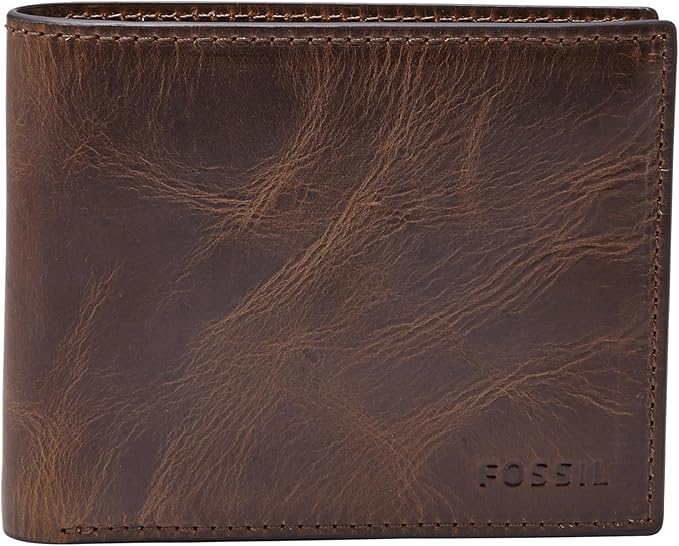 Fossil Men's Derrick RFID-Blocking Leather Bifold Wallet with Flip ID Window for Men