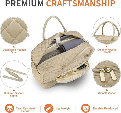 50L Large Travel Duffle Bag for Women, Weekender Overnight Bag W/Shoe Compartment+Wet Pocket+Toiletry Bag TSA Approved, Khaki