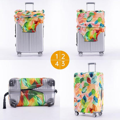 Travelkin Luggage Covers For Suitcase Tsa Approved,Suitcase Cover Protector Fit 18-32 Inch Luggage (Coloured Leaves, S)