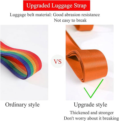 Luggage Straps for Suitcases TSA Approved Heavy Duty Adjustable Travel Belt Cross Suitcase Belts Luggage Tags with Name ID Card Travel Accessories Fit for 20-32 Inch Suitcase (Orange)