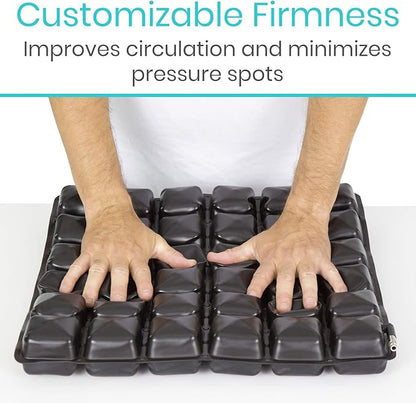 Vive Inflatable Wheelchair Air Seat Cushion - Adjustable Air Pressure Relief Travel Seat, Portable - Waffle Style Pressure Relief Bed Sore Ulcer Treatment Wheel Chair Pain Cushion for Mobility Aids