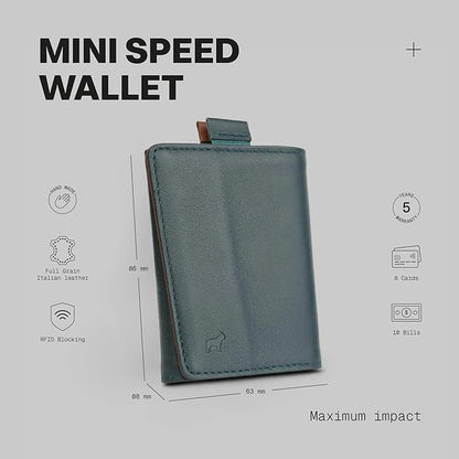 The Frenchie Co. - Speed Wallet Mini - Ultra-Slim RFID Card Holder - Quick-Access Pull Tab - Minimalist Front Pocket Wallet in Full-Grain Italian Leather