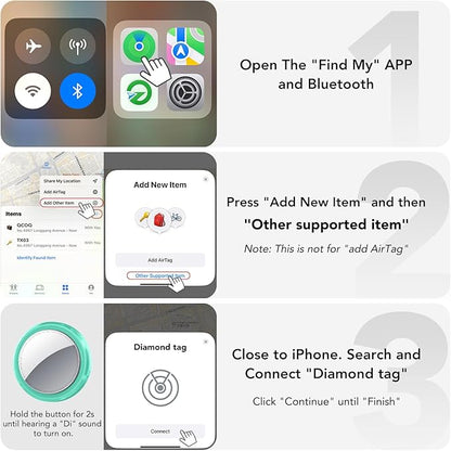 Air Tracker Tags 6 Pack, Bluetooth Trackers Work with Apple Find My (iOS Only), Smart Tag with Protective Case/Keychain, Item Finders for Luggage/Key/Suitcases, Replaceable Battery, Mint Cyan
