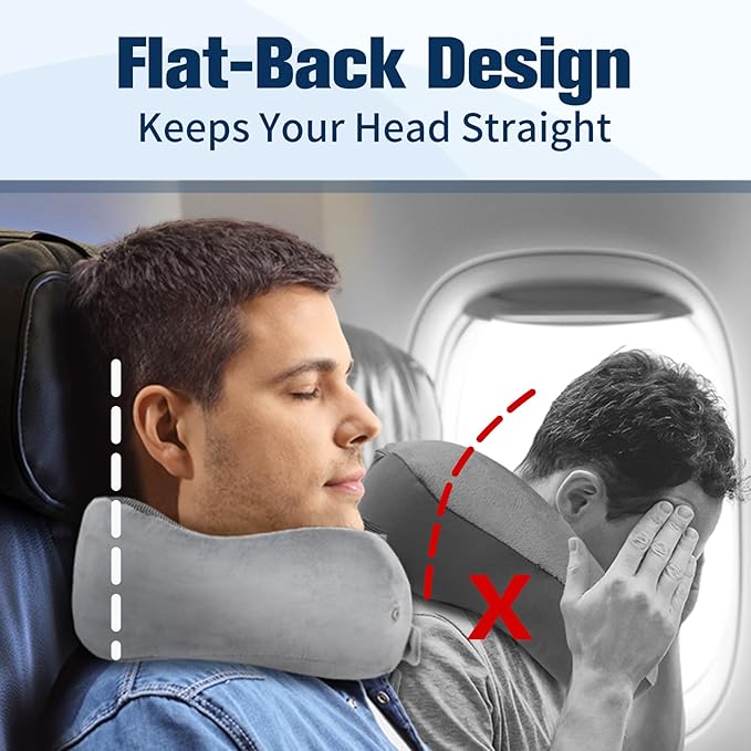 Neck Pillow for Traveling, Travel Pillows for Airplanes,100% Pure Memory Foam Travel Neck Pillow, Adjustable Flight Pillow, Portable Plane Accessories with Eye Mask, Earplugs, Carry Bag